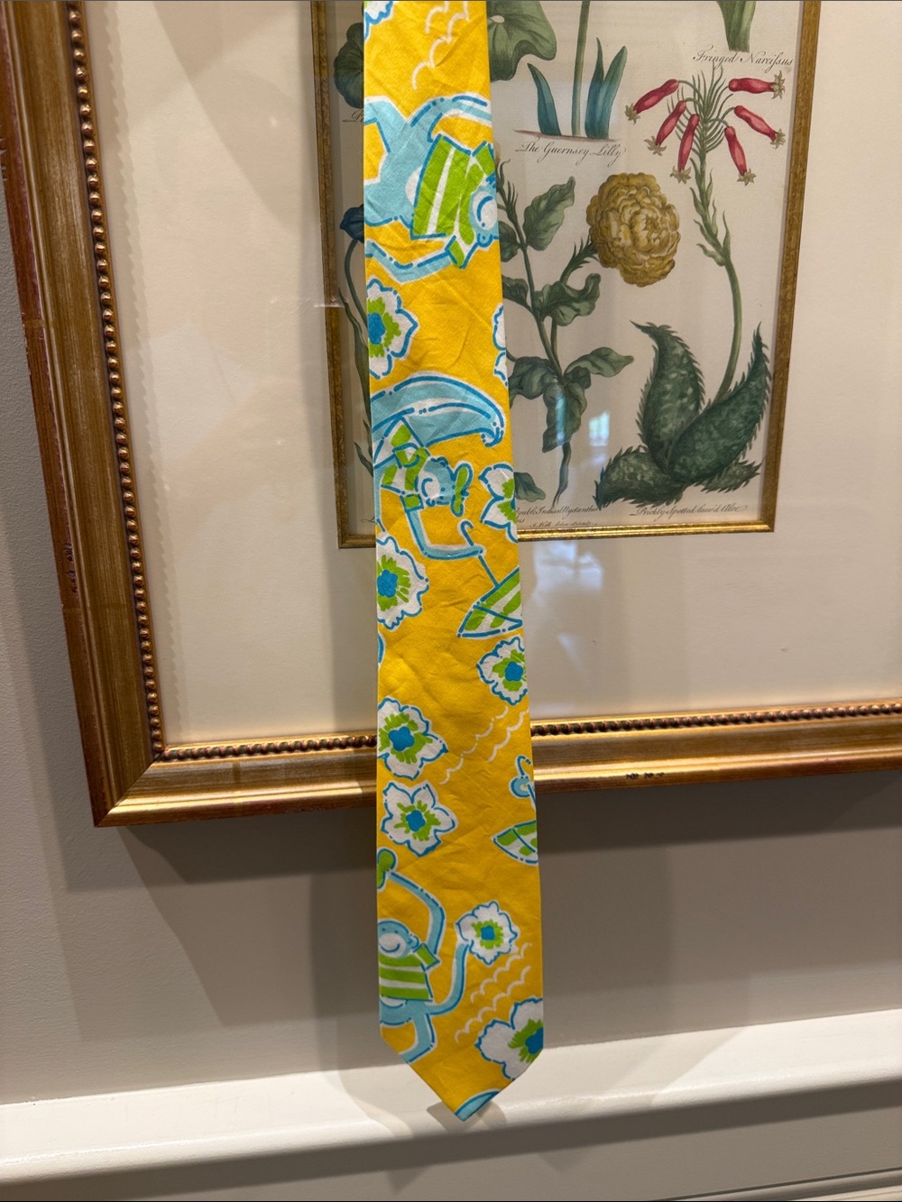 Lilly Pulitzer Yellow Floral Printed Silk Tie